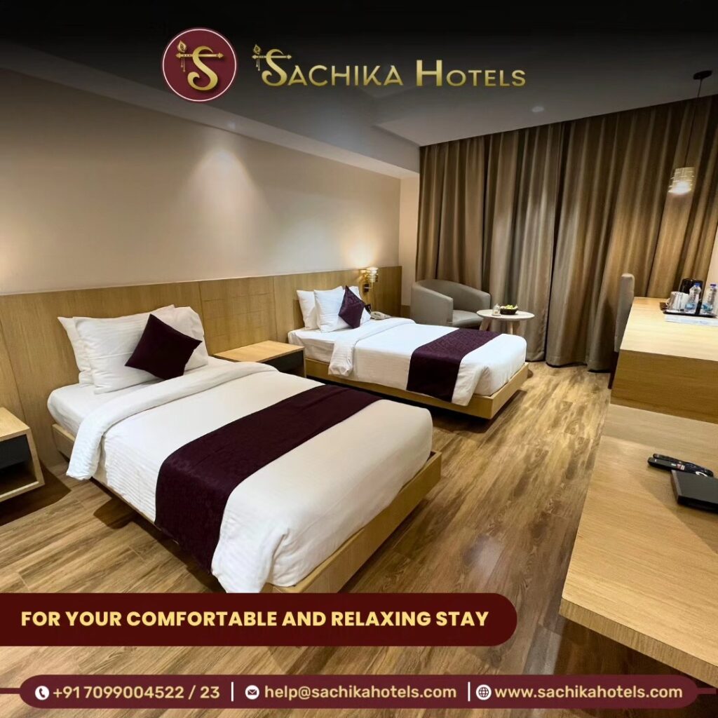 Luxurious room interior at Sachika Hotels, 4-star hotel in Guwahati